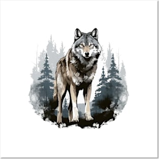 Watercolor Wolf Posters and Art